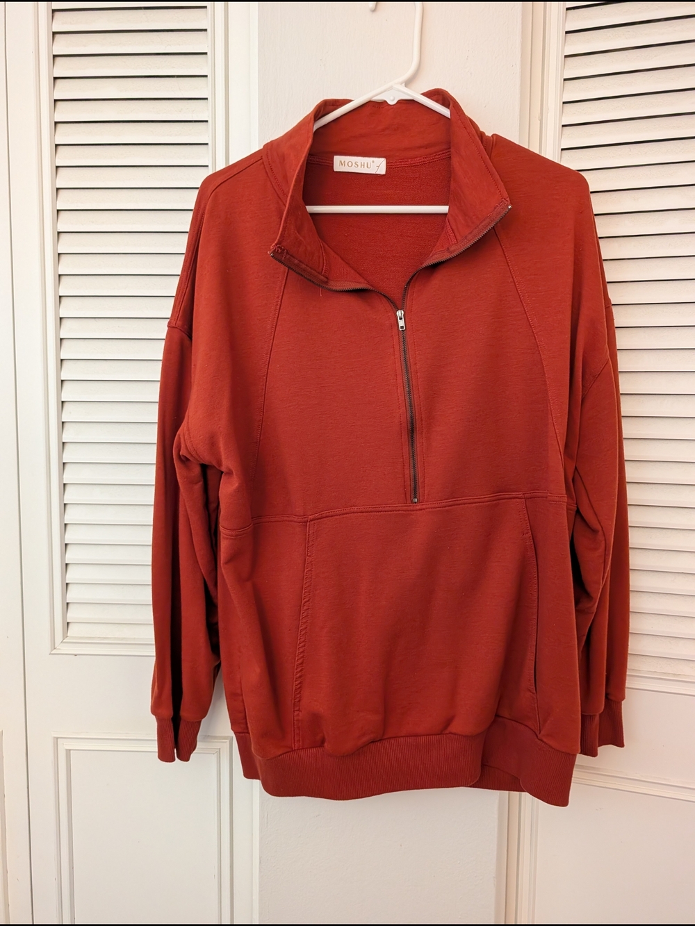 Women's Half-Zip Pullover Sweater - Burnt Orange